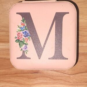 Pink Jewelry Box with initial M and Floral Design